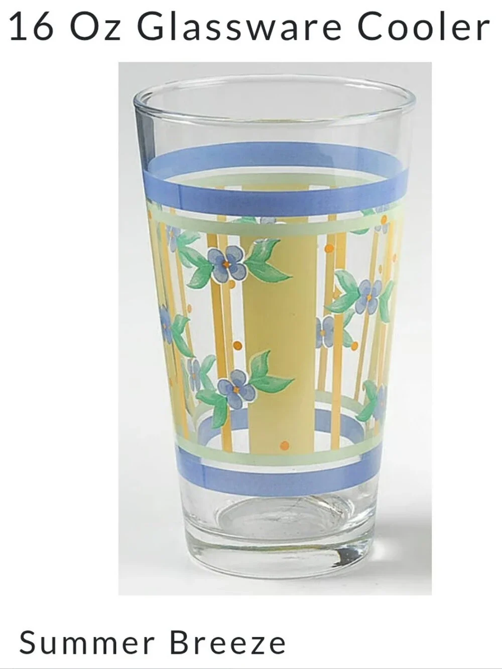 Pfaltzgraff Summer Breeze 16 Oz Cooler Glasses Libbey Set of 2